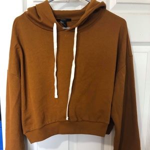 F21 Burnt Orange Hooded Crop Top